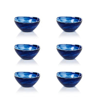 Monte Carlo Small Indigo Alabaster Glass Bowls, Set of 6