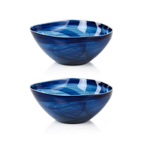 Monte Carlo Large Indigo Alabaster Glass Bowls, Set of 2