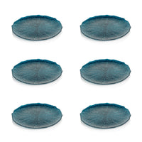 Exuma 11"  Azur Blue Glass Plates, Set of 6