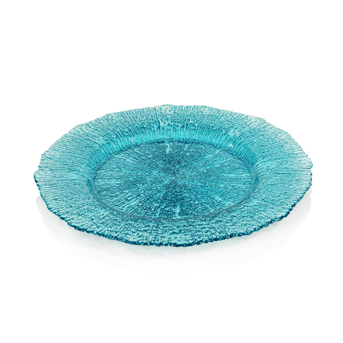 Exuma 12.75" Aqua Blue Glass Charger Plates, Set of 6