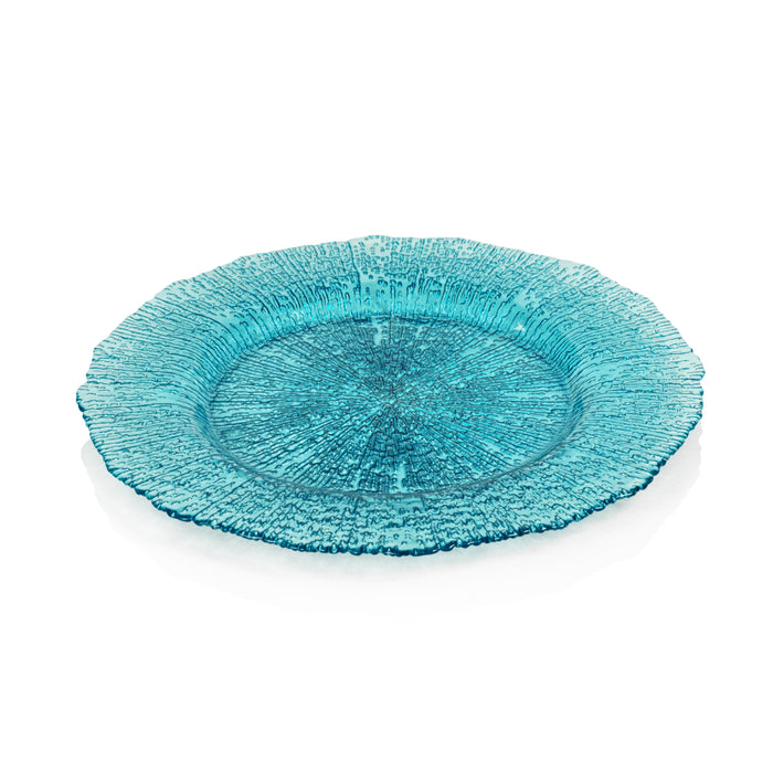 Exuma 12.75" Aqua Blue Glass Charger Plates, Set of 6