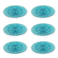 Exuma 12.75" Aqua Blue Glass Charger Plates, Set of 6