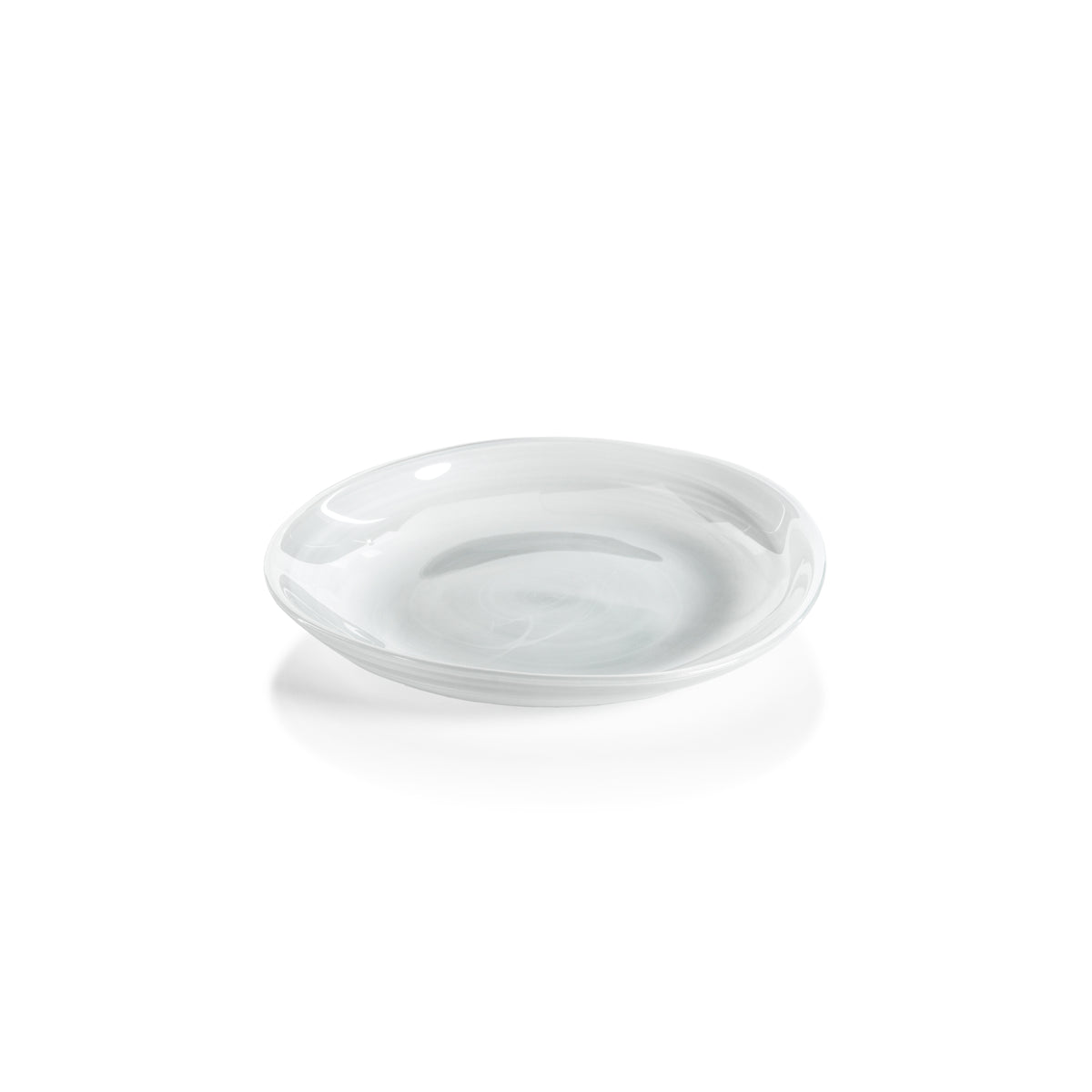 Monte Carlo White Alabaster Glass Plates, Small, Set of 6
