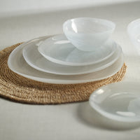 Monte Carlo White Alabaster Glass Plates, Medium, Set of 6