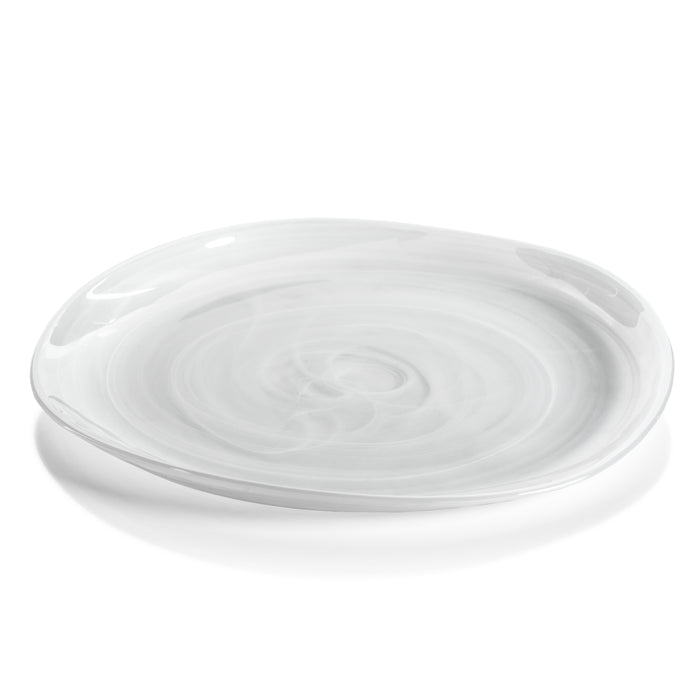 Monte Carlo White Alabaster Glass Plates, Large, Set of 6