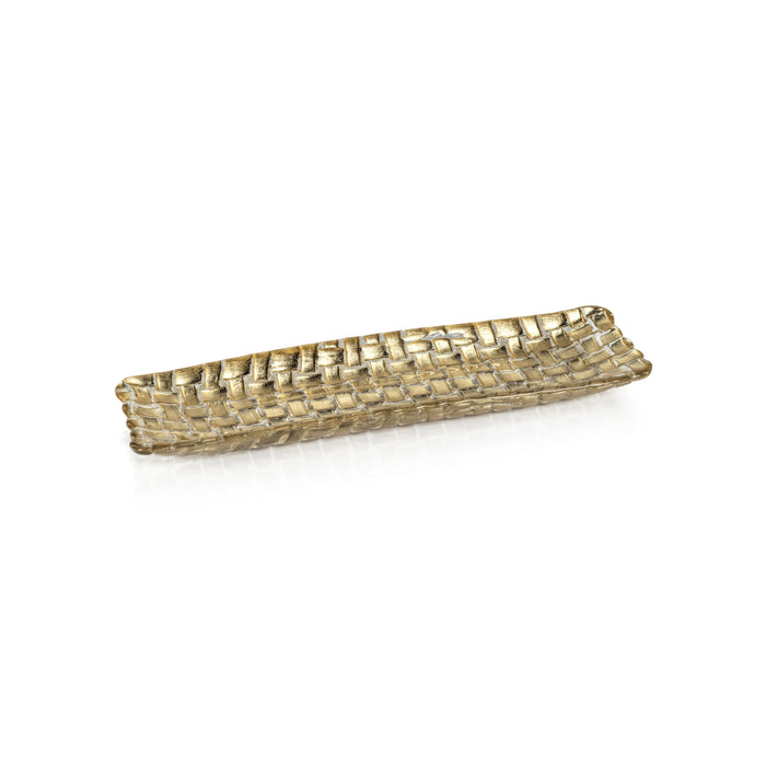 Braided Gold Glass Rectangular Plates, Set of 6