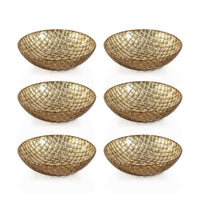 Braided Gold Glass Dinner Bowls, Set of 6