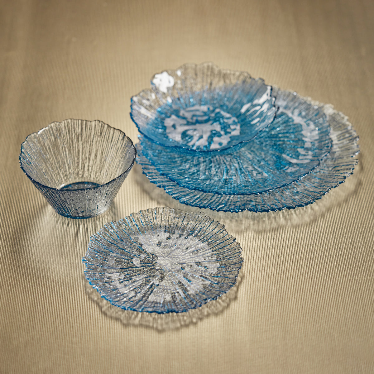 Icy Sapphire Glass Plates, Small, Set of 6