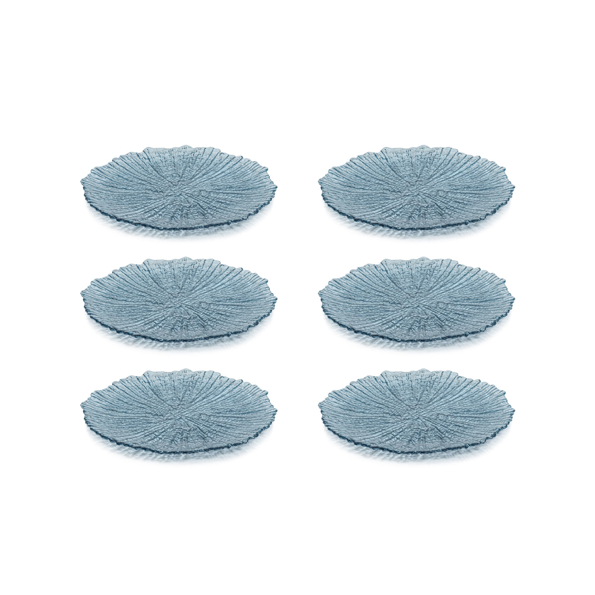 Icy Sapphire Glass Plates, Small, Set of 6