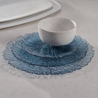 Icy Sapphire Blue Glass Charger Plate, Set of 6