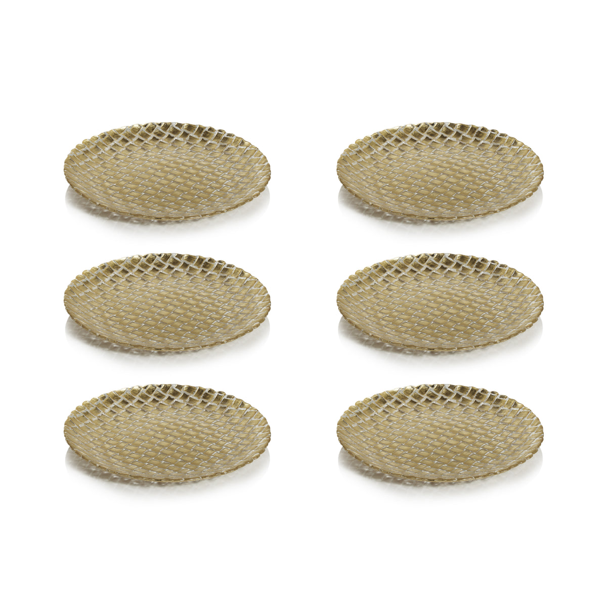 Braided Gold Glass 8.25" Plates, Set of 6