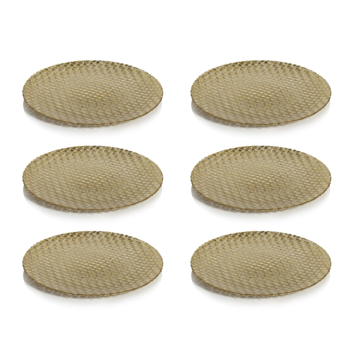 Braided Gold Glass 13" Plates, Set of 6