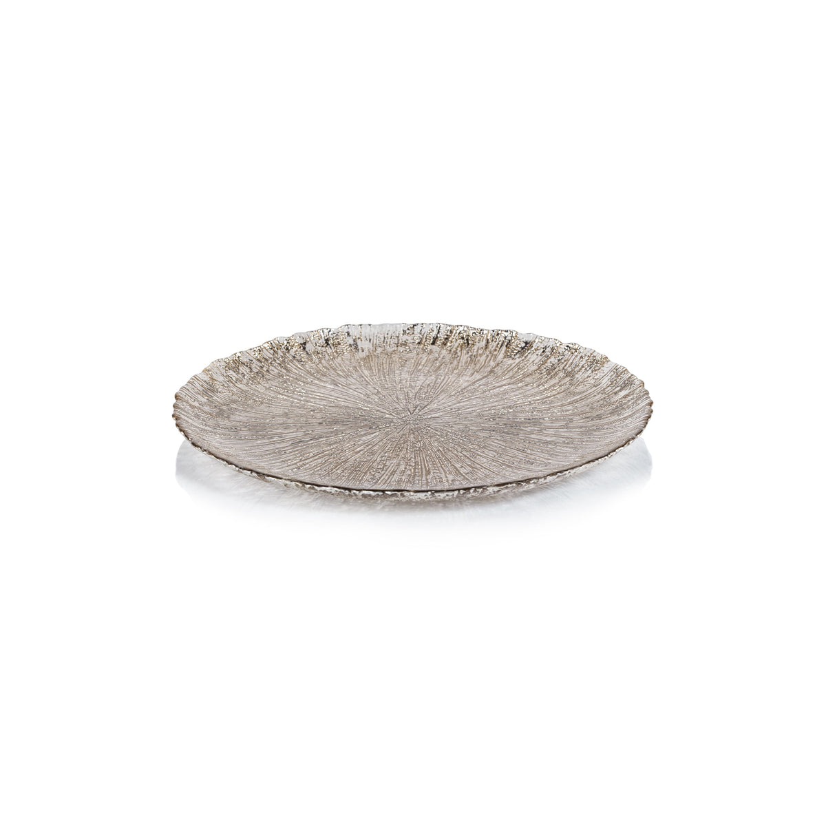 Luminara Golden Silver Fusion Glass Plate 11" Set of 6