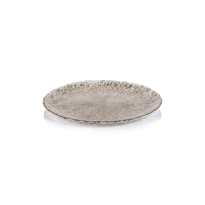 Luminara Golden Silver Fusion Glass Plate 11" Set of 6