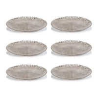 Luminara Golden Silver Fusion Glass Plate 13" Set of 6