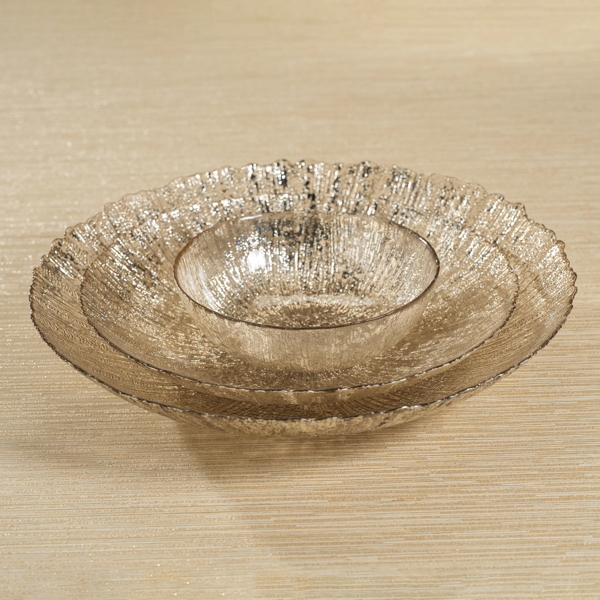 Luminara Golden Silver Fusion Deep Glass Bowls, Set of 6