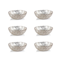 Luminara Golden Silver Fusion Deep Glass Bowls, Set of 6