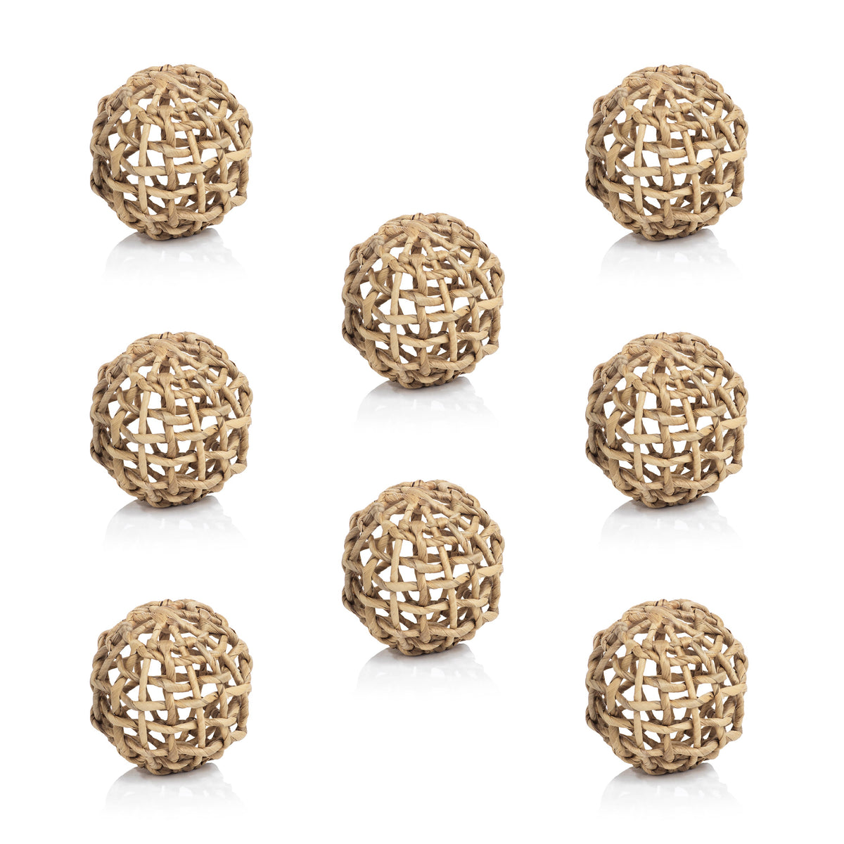Water Hyacinth Twisted Decorative Balls, Set of 8
