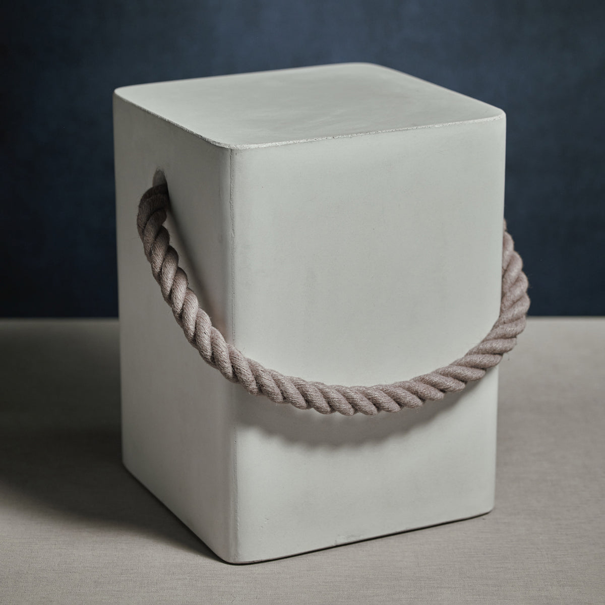 Tiziano Concrete Stool with Rope Handle - Outdoor Chair Detail | Bone & Brass