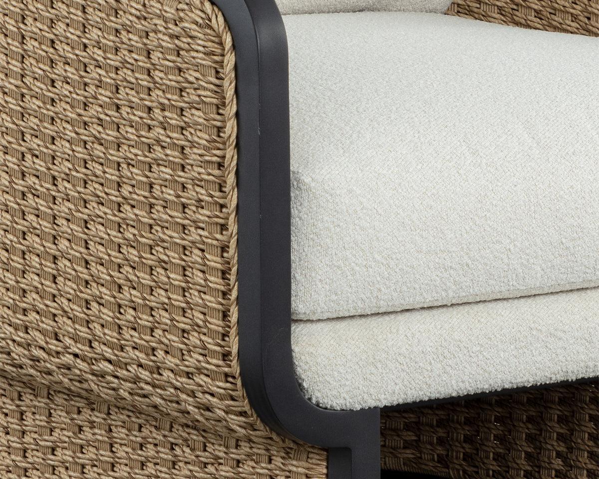 Olbia Natural Rattan & Boucle Outdoor Lounge Chair