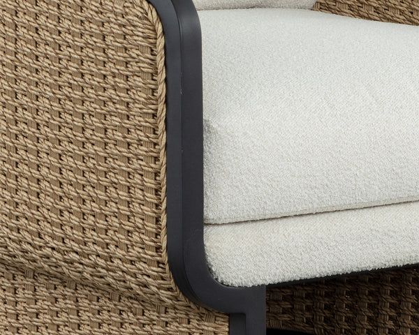 Olbia Natural Rattan & Boucle Outdoor Lounge Chair