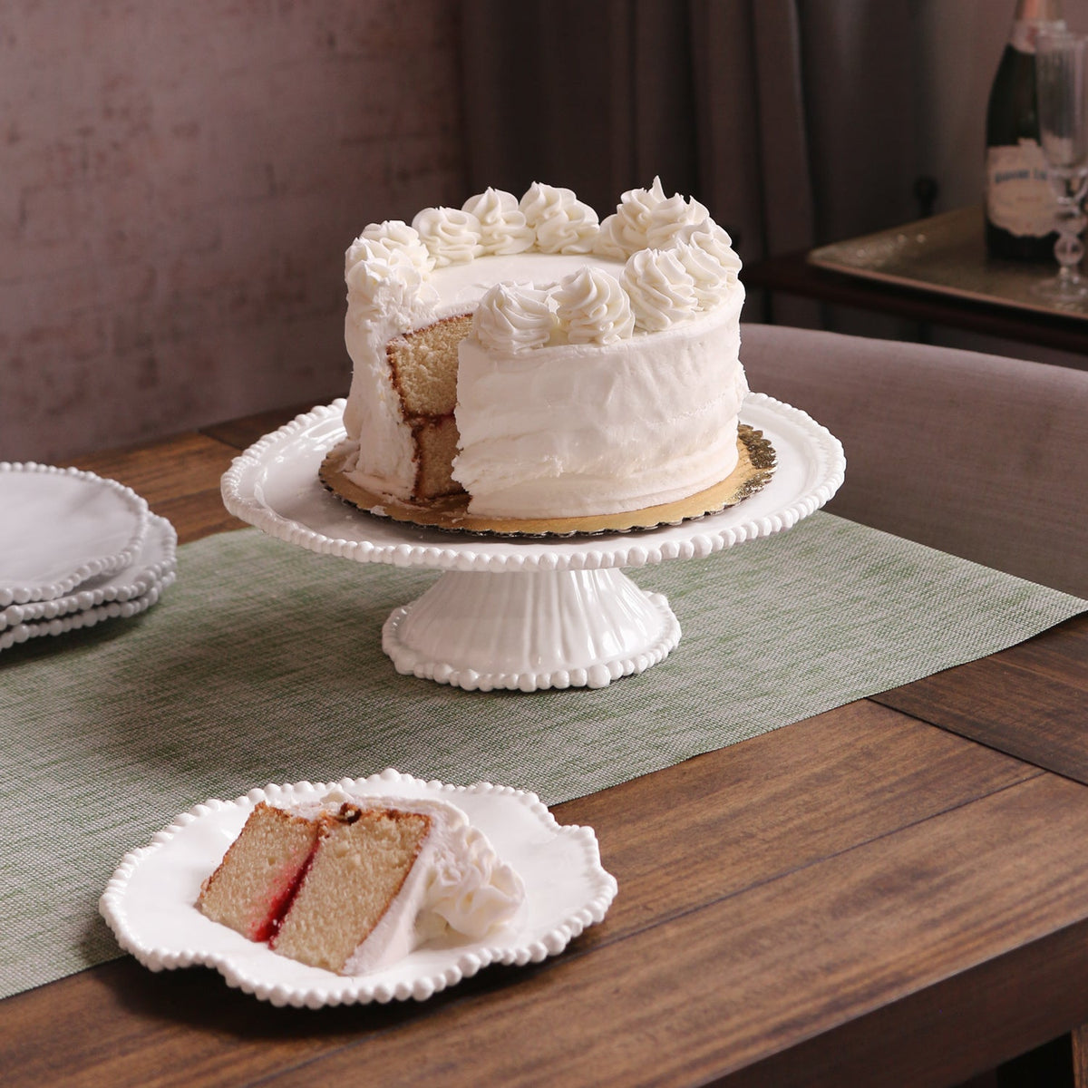 Alegria White Pedestal Cake Plate - Pedestal Detail | Bone & Brass