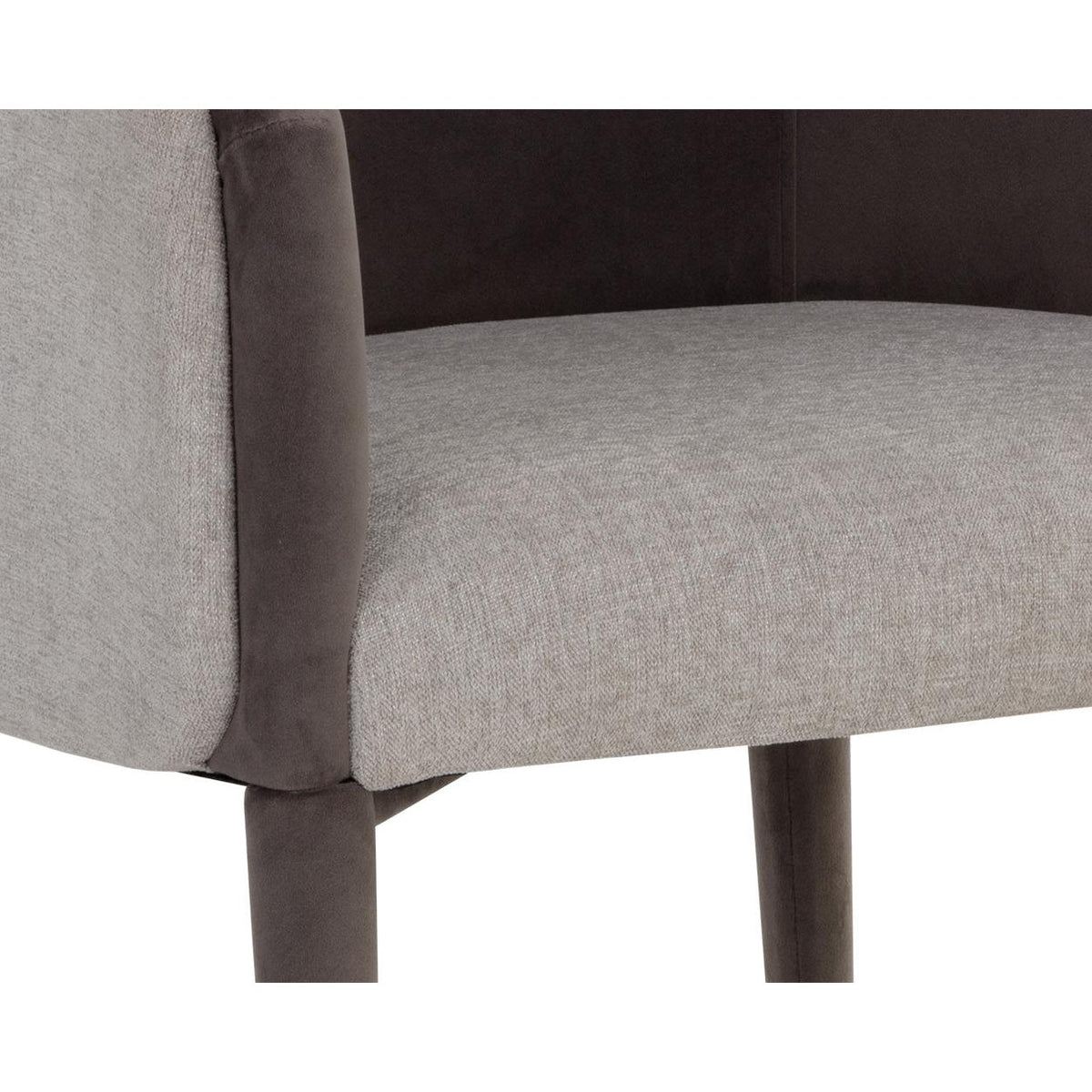 Sheva Grey & Dark Ash Fabric Dining Armchair - Chair Side View | Bone & Brass