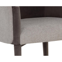 Sheva Grey & Dark Ash Fabric Dining Armchair - Chair Side View | Bone & Brass