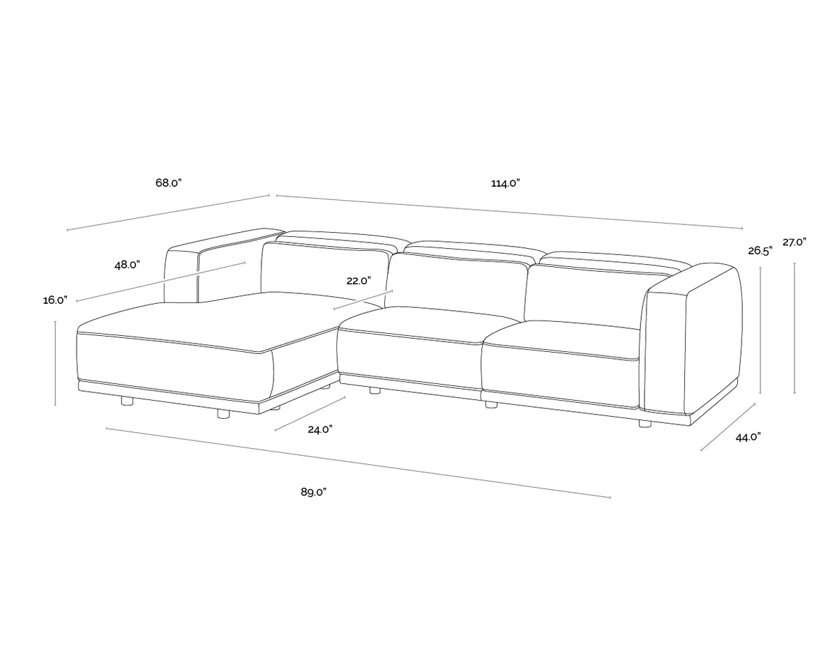 Beau Sofa Chaise Laf - Lucia Tobacco Leather