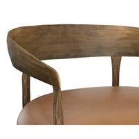 Zanatta Hammered Brass & Tan Leather Barstool - Stool Seat Detail | Bone & Brass