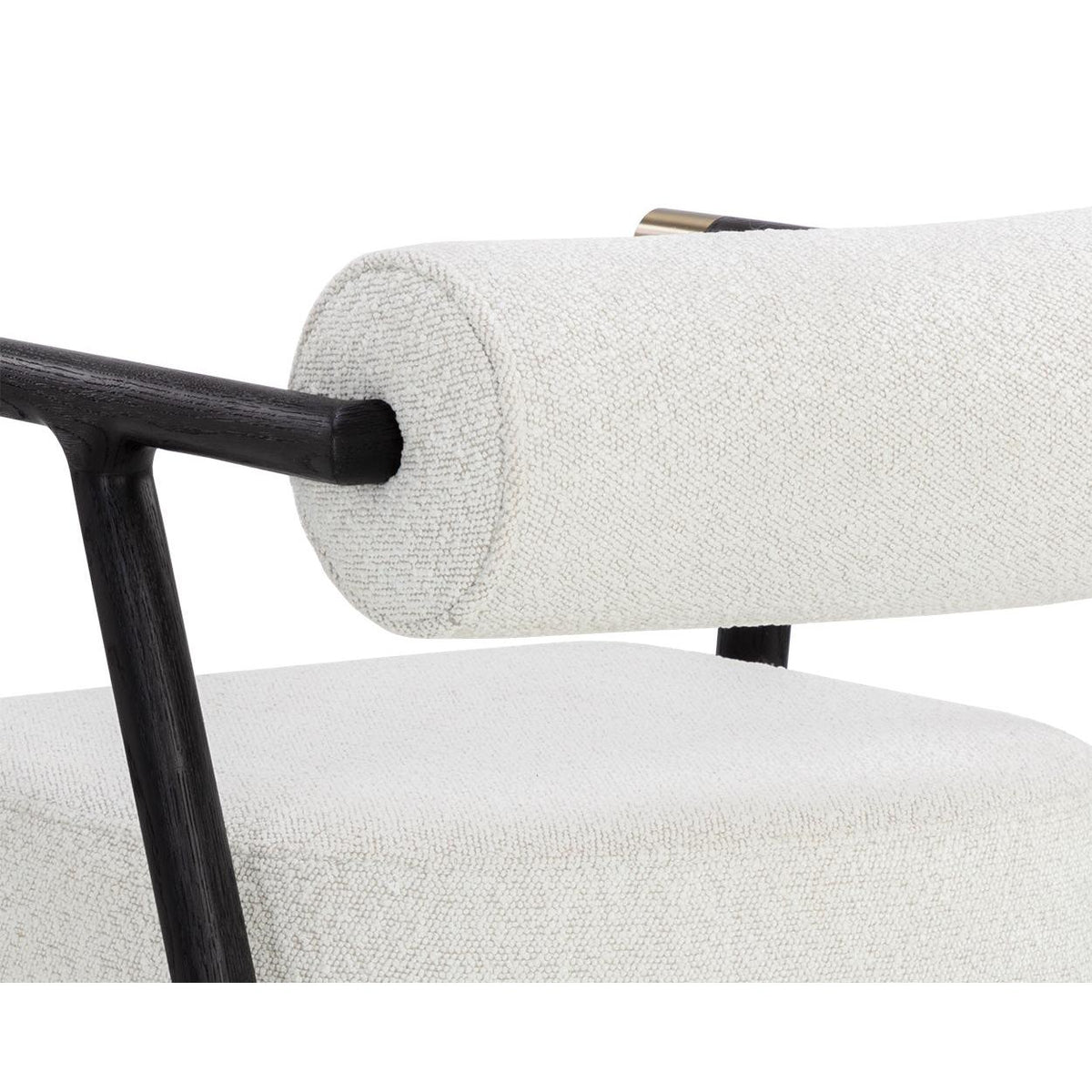 Sova White Boucle & Black Oak Dining Armchair - Chair Side View | Bone & Brass