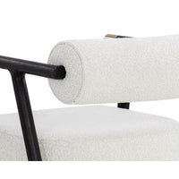 Sova White Boucle & Black Oak Dining Armchair - Chair Side View | Bone & Brass