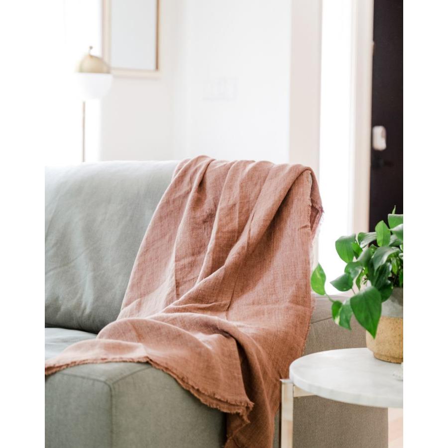 Stone Washed Linen Throw Blanket
