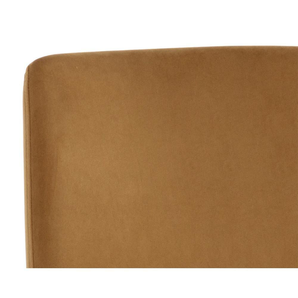 Berget Gold Sky Fabric & Matte Gold Office Chair - Chair Side View | Bone & Brass