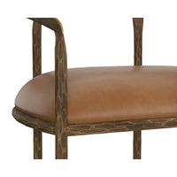 Zanatta Hammered Brass & Tan Leather Dining Armchair - Chair Upholstery Detail | Bone & Brass