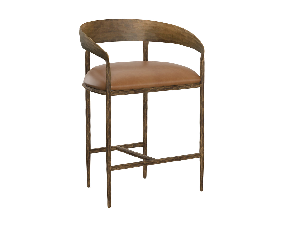 Zanatta Tan Leather Counter Stool
