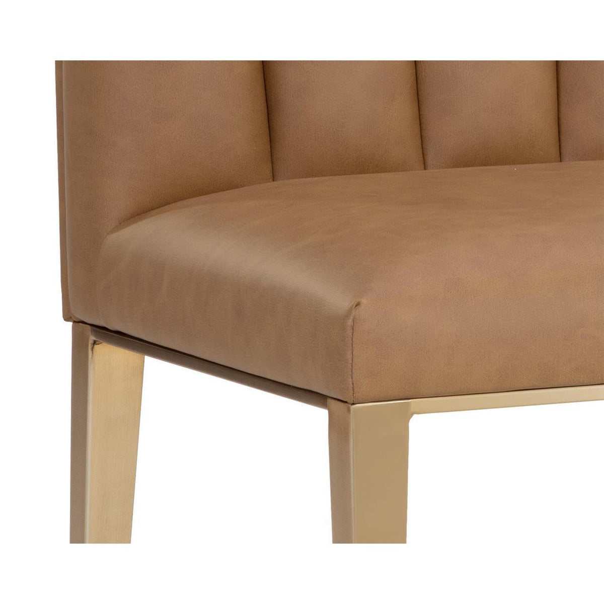 Wilbur Cognac Leather & Antique Brass Dining Chair - Chair Upholstery Detail | Bone & Brass