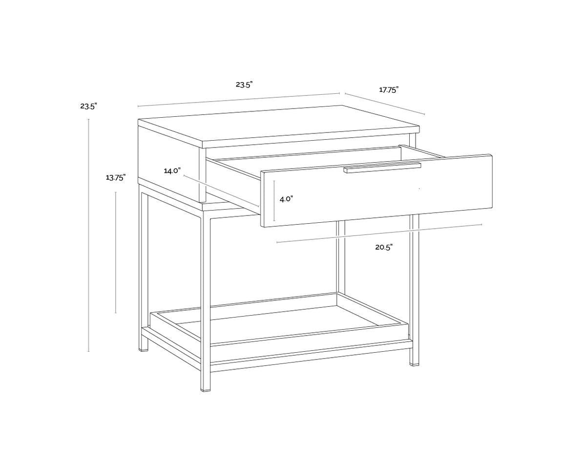 Rebel Small - Gold - Charcoal Grey Nightstand