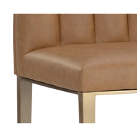 Wilbur Cognac Leather & Antique Brass Barstool - Stool Side View | Bone & Brass
