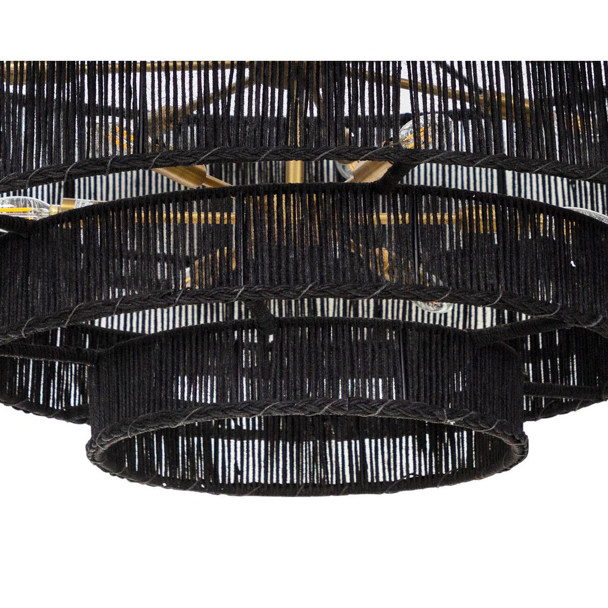 Lumina Black Jute Tiered Chandelier - Chandelier Close Up | Bone & Brass