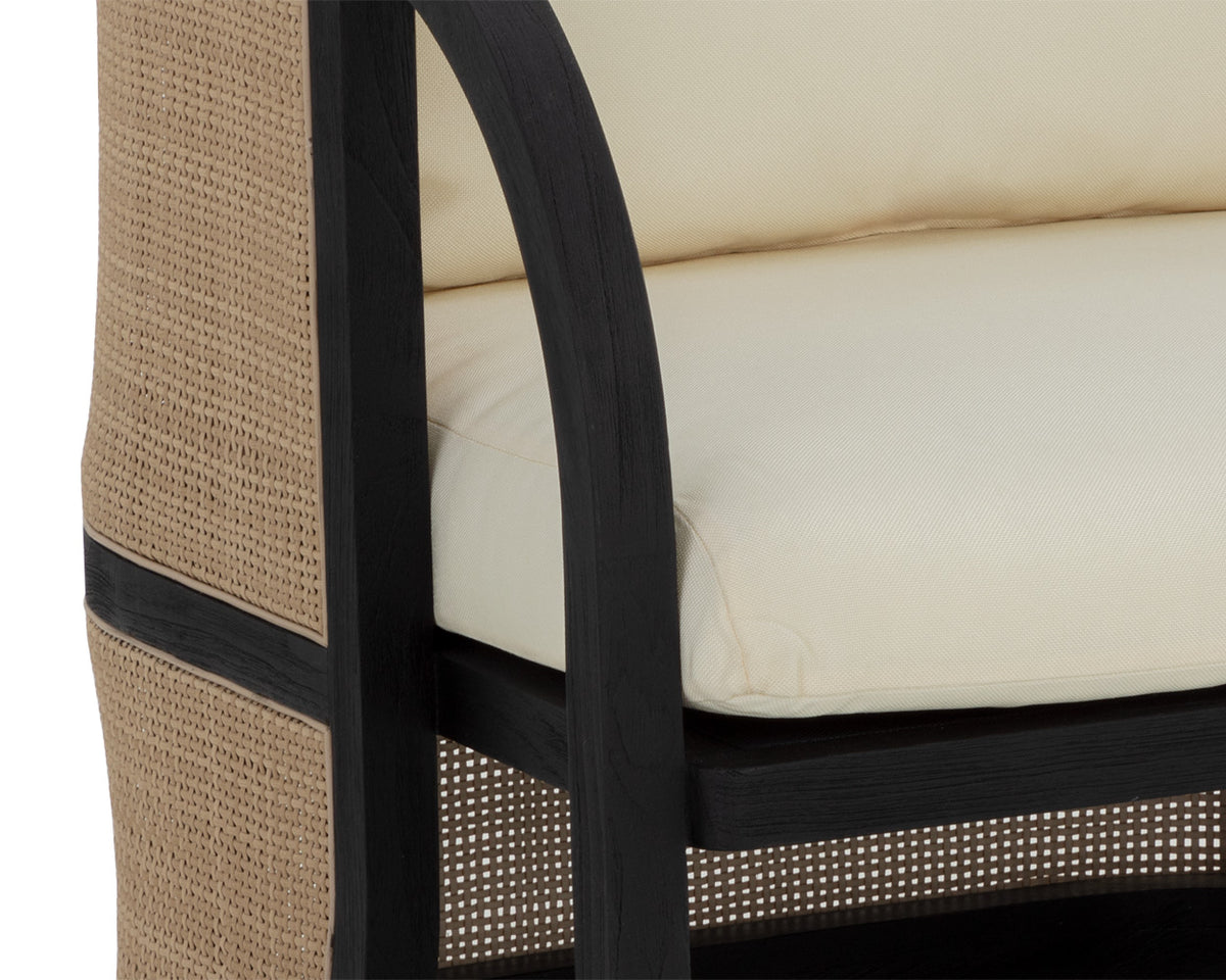Palermo Natural Wicker, Charcoal & Cream Lounge Chair