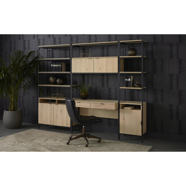 Ambrose Modular Rustic Oak Bookcase Desk