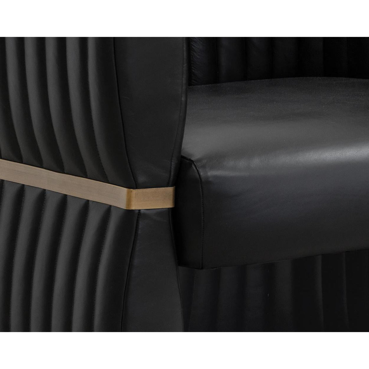 Tryor Vintage Black Leather Lounge Chair - Chair Side View | Bone & Brass