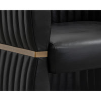 Tryor Vintage Black Leather Lounge Chair - Chair Side View | Bone & Brass