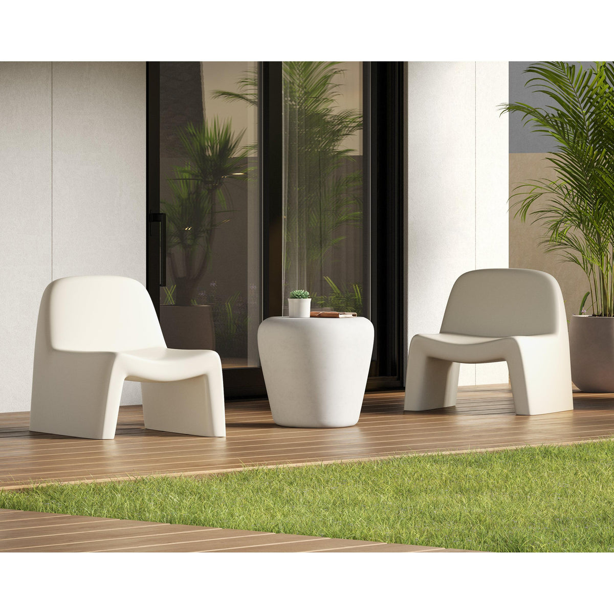Kessel Cream Concrete Outdoor Lounge Chair