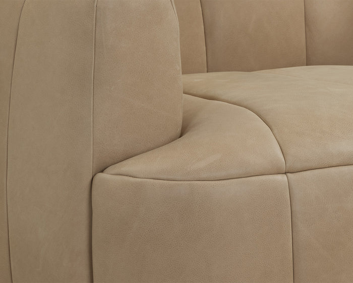 Tadeo Swivel Dark Brown - Sahara Sand Leather Armchair