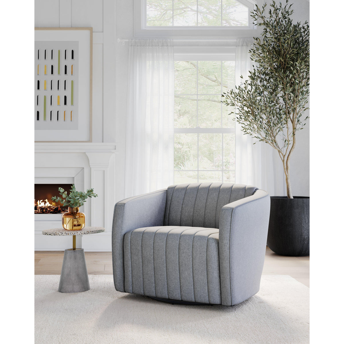 Garrison Swivel Dove Grey Lounge Chair
