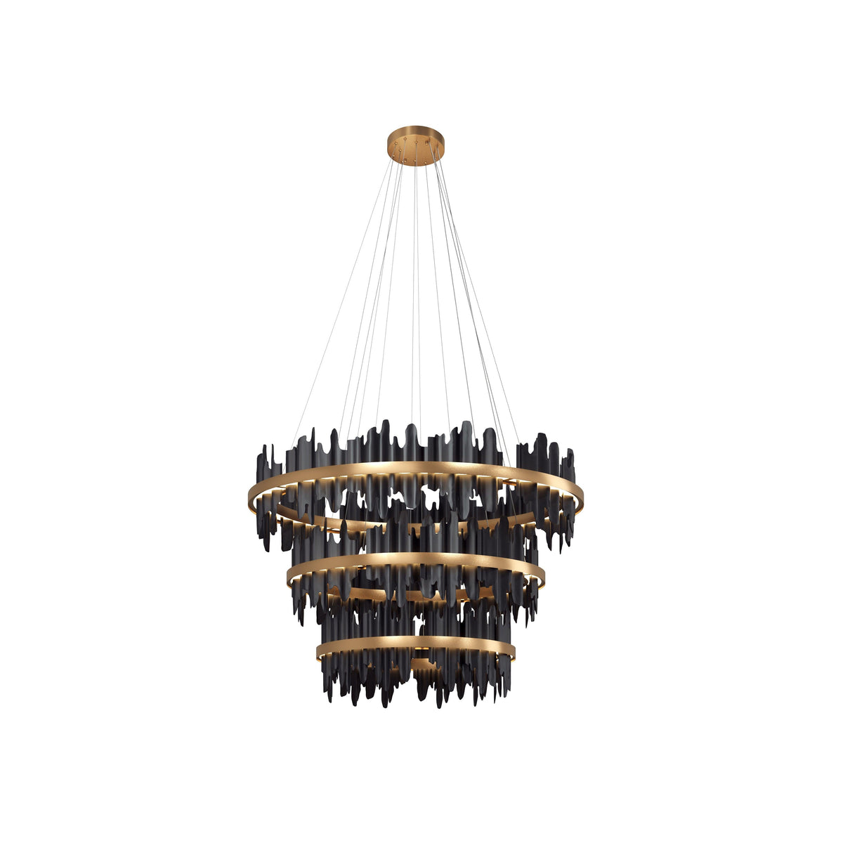 Icarus Black & Gold Chandelier - Large - Chandelier Installed | Bone & Brass