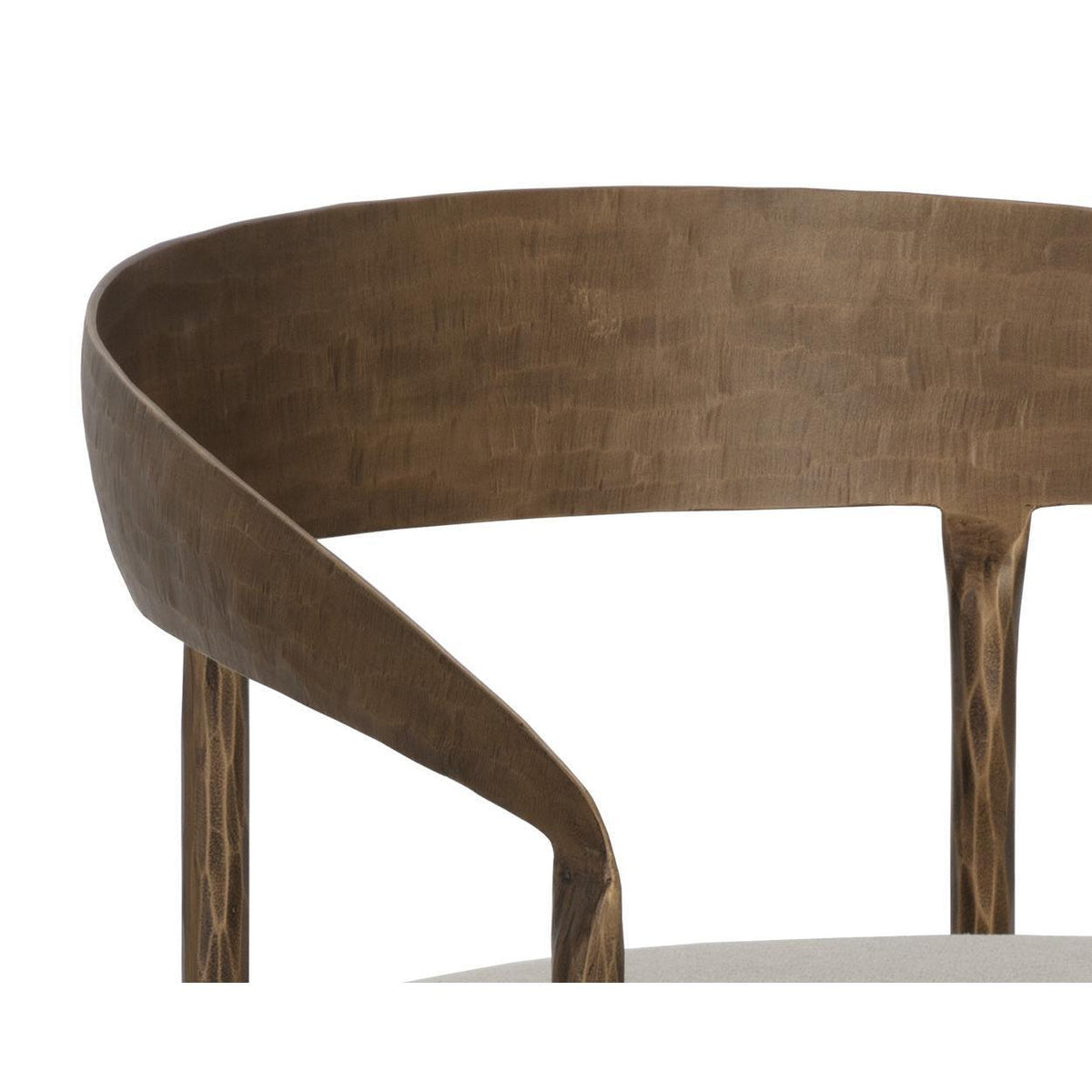 Zanatta Antique Brass & Taupe Upholstered Dining Armchair - Chair View | Bone & Brass