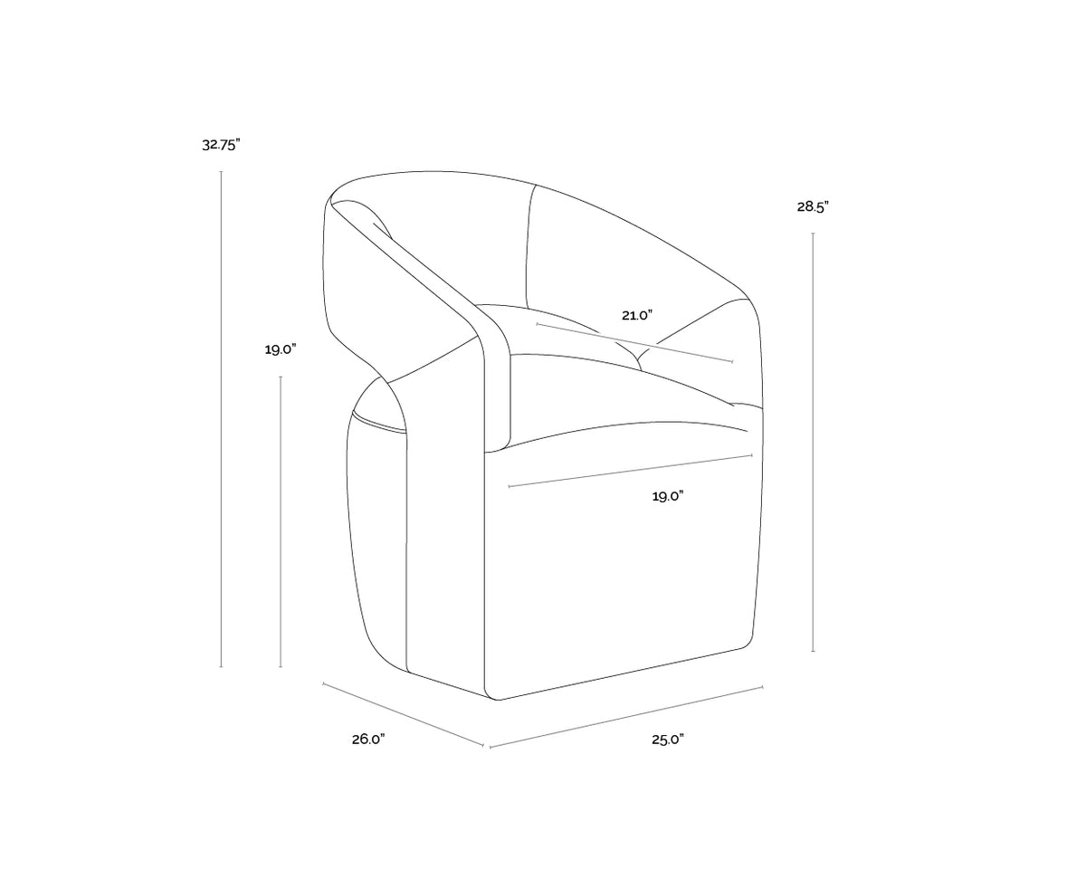 Lloret Wheeled Dining Danny Iceberg Armchair